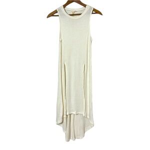 LAZY SUNDAY Cream color Waffle knit high low tank dress size SMALL side slits